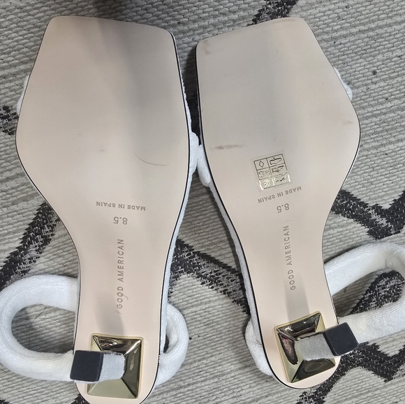 NIB Good American Women's Terry Slip On High Heel Sandals White SZ 8.5 - Picture 10 of 10